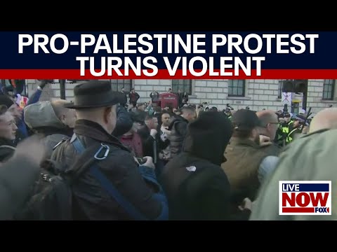 Israel war: Pro-Palestine rally turns violent, police and media attacked | LiveNOW from FOX